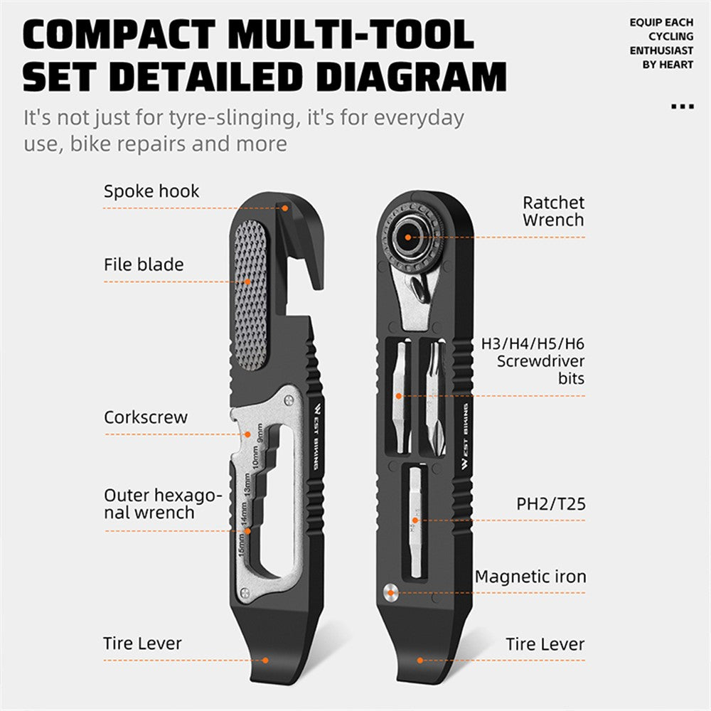 WEST BIKING YP0719393 2Pcs Bicycle Tire Crowbar Hex Wrench Multifunctional Bike Repair Tool