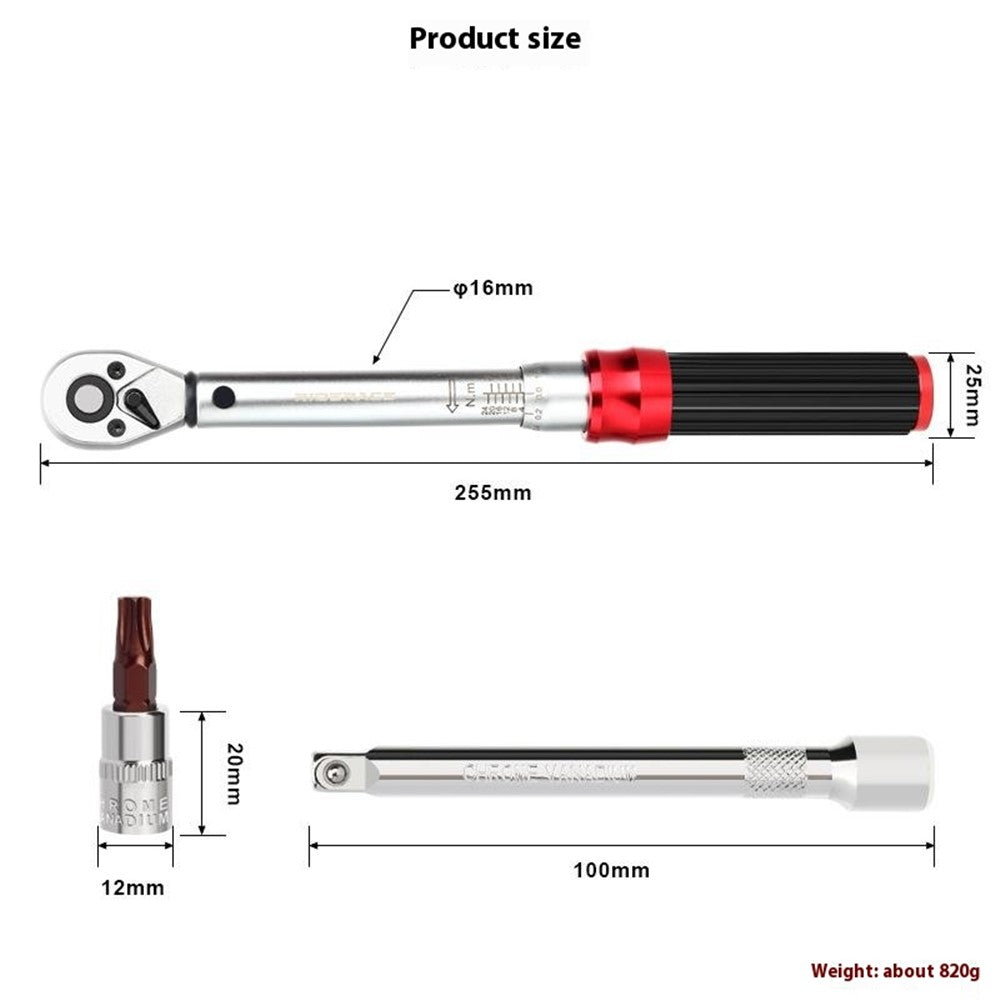 RIDERACE RR9512 1 / 4 Inch Drive Click Torque Wrench Set Bike 2-24Nm Adjustable Preset Torque Wrench Kit
