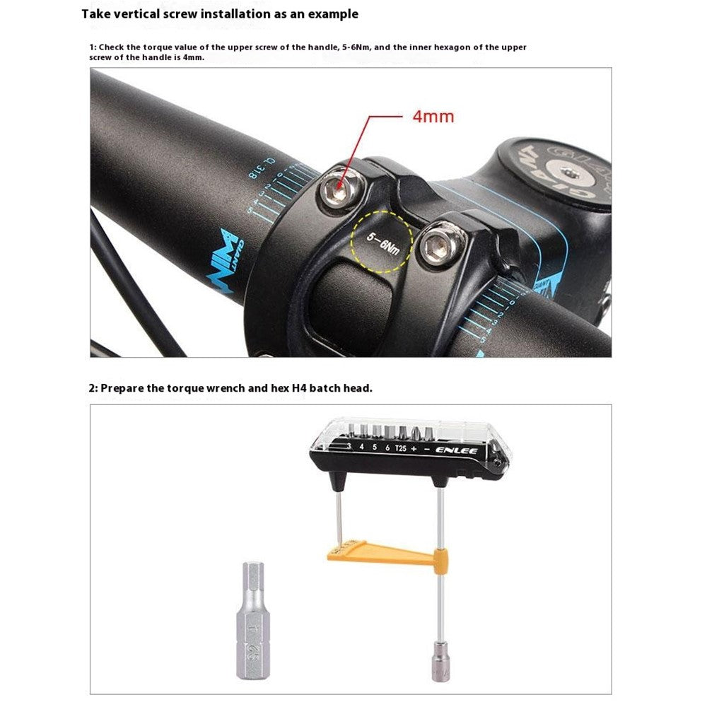 ENLEE TL-12 S2 Alloy Steel Bike Torque Wrench Screwdriver Bit Set Bicycle Repair Tool Kit