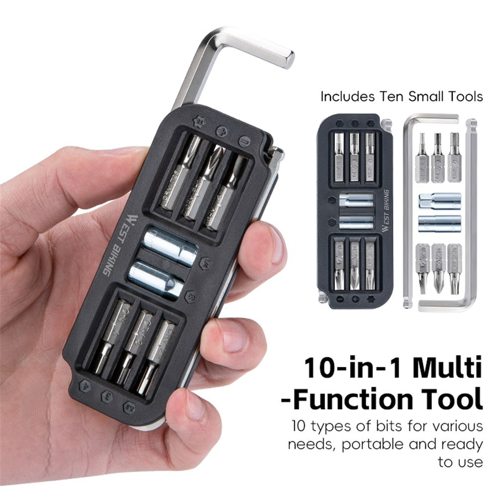 WEST BIKING YP0719446 10 In 1 Portable Bicycle Repair Tool Multifunction Combination Wrench