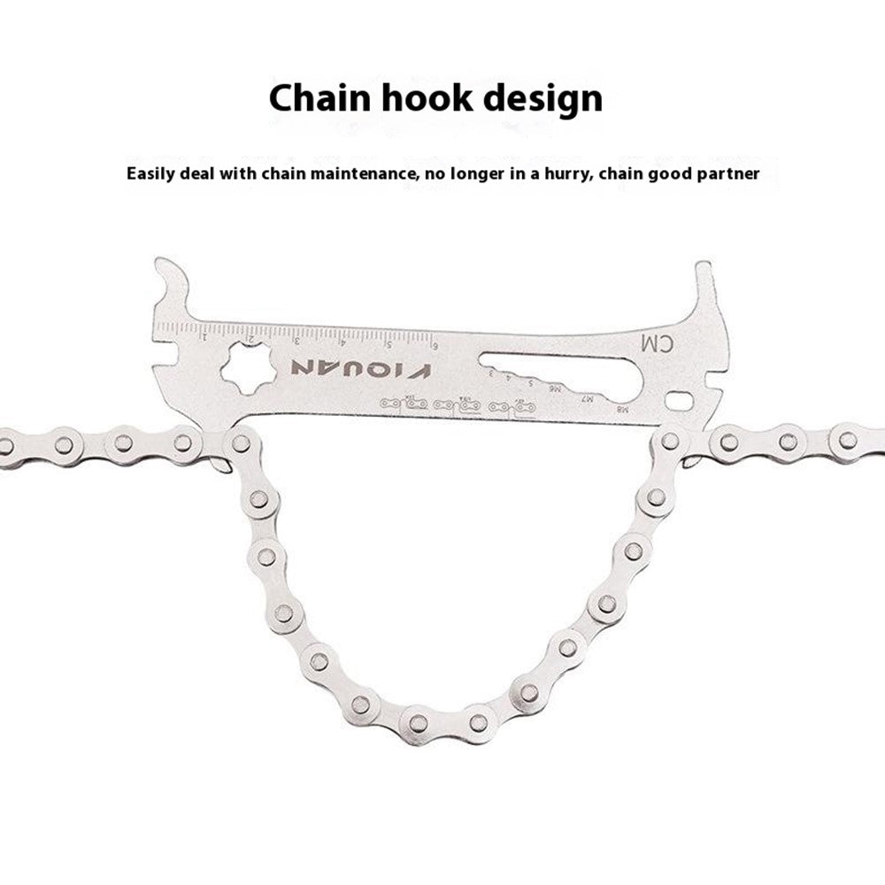 YIQUAN 304 Stainless Steel Bicycle Chain Wear Indicator Checker Multifunction Repair Tool for Mountain Road Bike