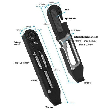 1 Pair Multifunction Bicycle Tire Lever Set with Ratchet Wrench  /  Hex Key for Road Mountain Bike Repair Tool