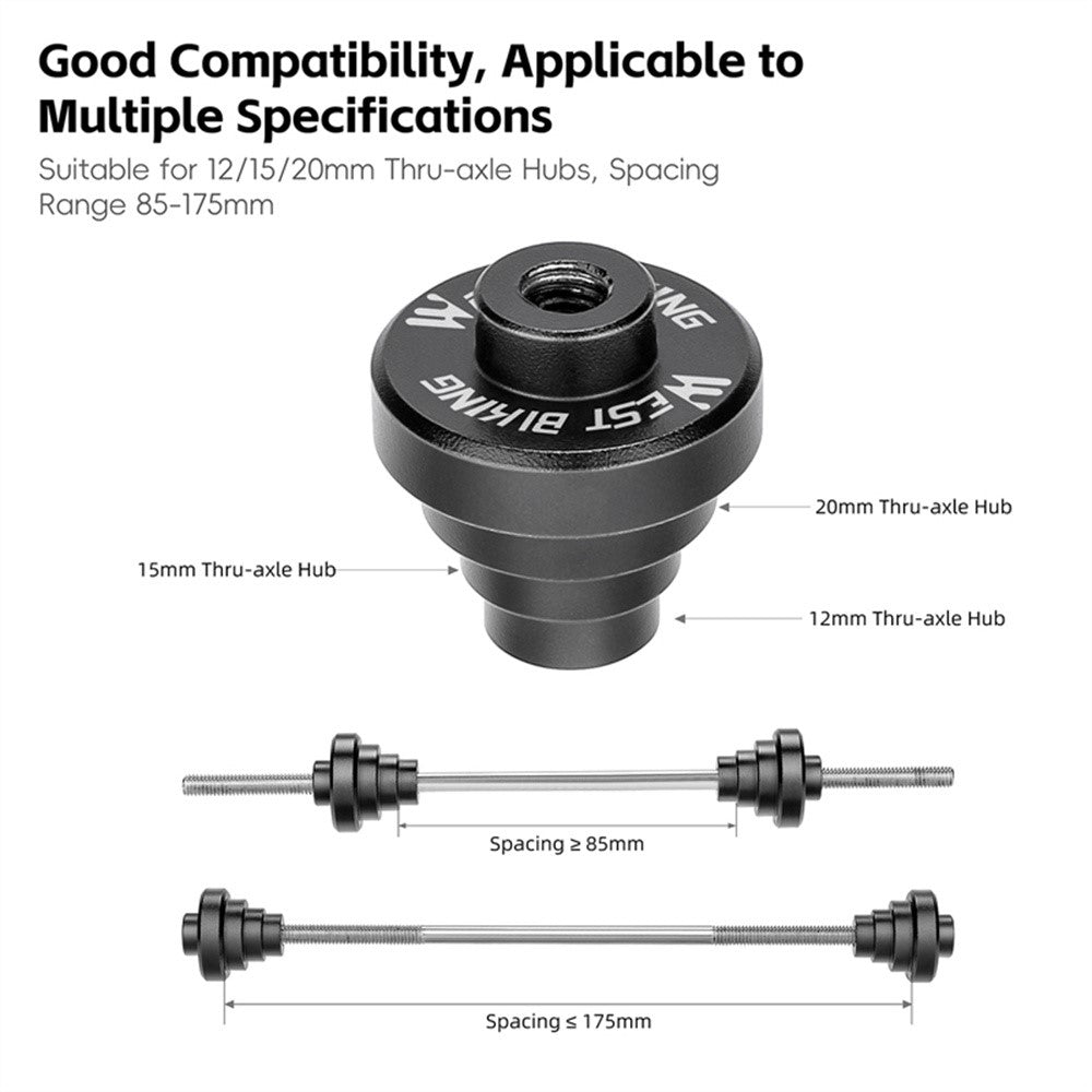 WEST BIKING YP0719470 For 12 / 15 / 20mm Thru Axle Hubs Bicycle Truing Stand Adapter Metal Conversion Tool