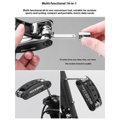 ROCKBROS GJ8002 16 in 1 Multifunction Bicycle Repair Tool Set for Mountain Road Bikes Hex Socket Cycling Screwdriver Kit