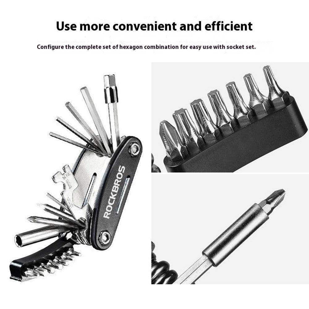 ROCKBROS GJ8002 16 in 1 Multifunction Bicycle Repair Tool Set for Mountain Road Bikes Hex Socket Cycling Screwdriver Kit