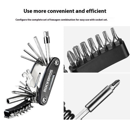 ROCKBROS GJ8002 16 in 1 Multifunction Bicycle Repair Tool Set for Mountain Road Bikes Hex Socket Cycling Screwdriver Kit