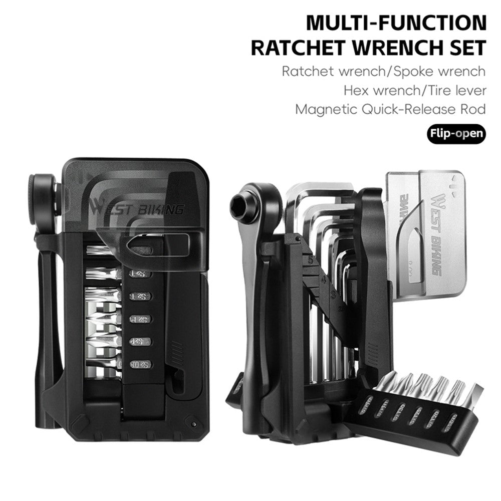 WEST BIKING YP0719453 Portable Bicycle Ratchet Wrench Set Multifunctional Bike Repair Tool Kit