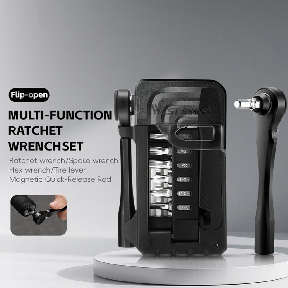 WEST BIKING YP0719453 Portable Bicycle Ratchet Wrench Set Multifunctional Bike Repair Tool Kit