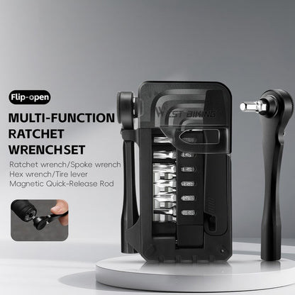 WEST BIKING YP0719453 Portable Bicycle Ratchet Wrench Set Multifunctional Bike Repair Tool Kit