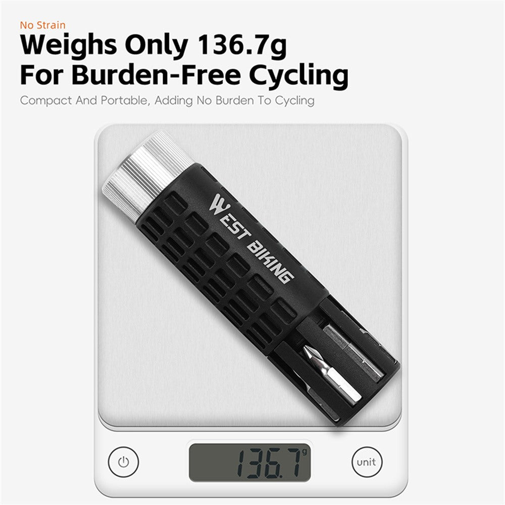 WEST BIKING YP0719484 Portable Bike Repair Tool Kit Mini Ratchet Wrench Set Vacuum Tire Patch Kit for Bicycle  /  E-Bike  /  Motorcycle