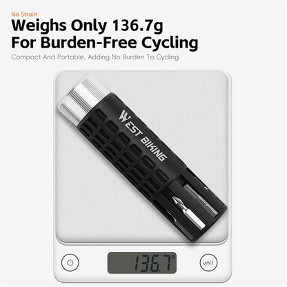 WEST BIKING YP0719484 Portable Bike Repair Tool Kit Mini Ratchet Wrench Set Vacuum Tire Patch Kit for Bicycle  /  E-Bike  /  Motorcycle