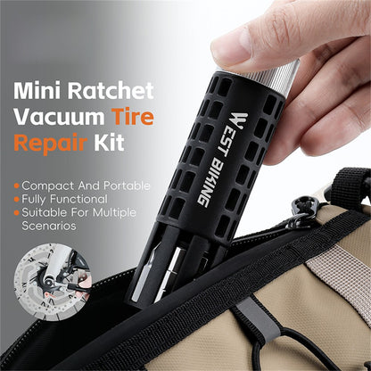 WEST BIKING YP0719484 Portable Bike Repair Tool Kit Mini Ratchet Wrench Set Vacuum Tire Patch Kit for Bicycle  /  E-Bike  /  Motorcycle