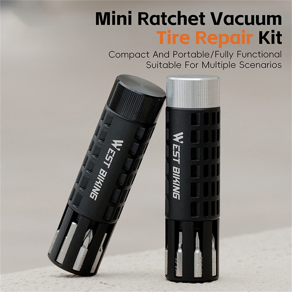 WEST BIKING YP0719484 Portable Bike Repair Tool Kit Mini Ratchet Wrench Set Vacuum Tire Patch Kit for Bicycle  /  E-Bike  /  Motorcycle
