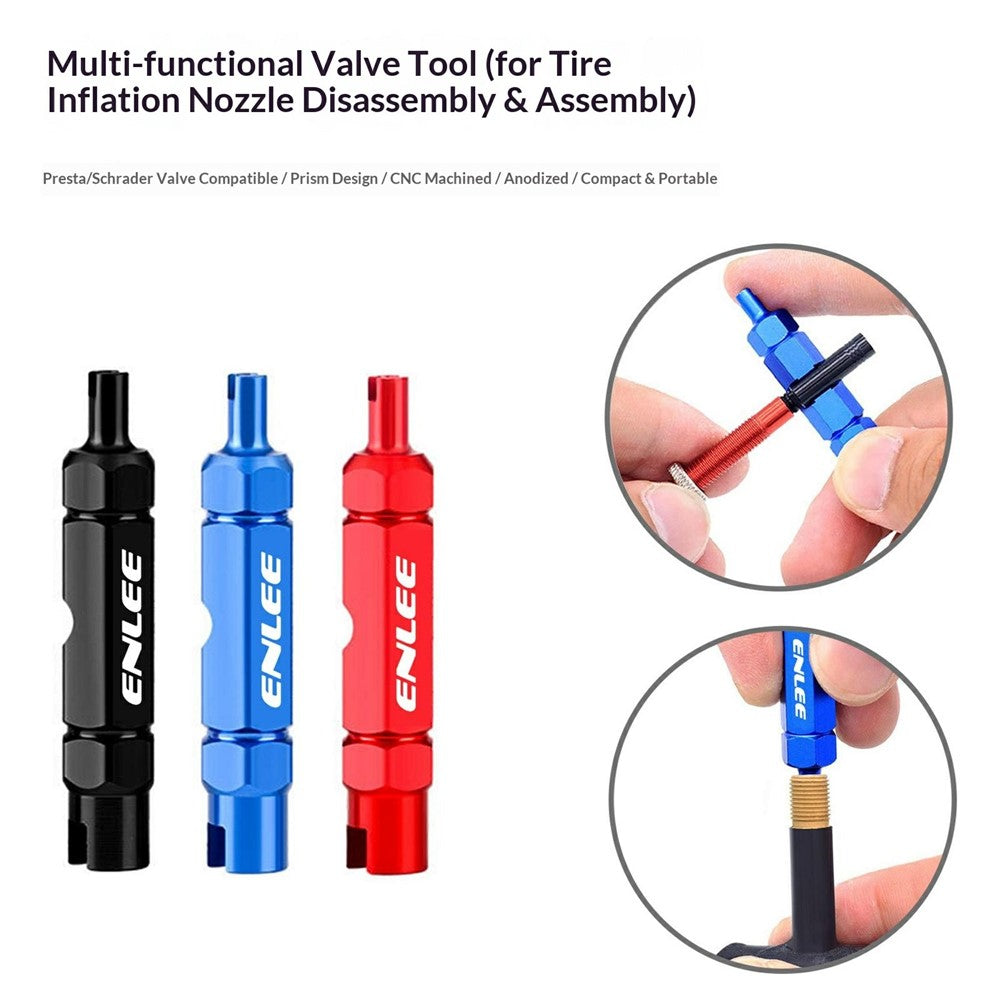 ENLEE E510 Bicycle Tire Valve Core Wrench Tool for FV / AV Valves Aluminum Alloy Portable Maintenance Tool