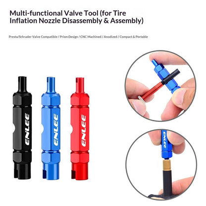 ENLEE E510 Bicycle Tire Valve Core Wrench Tool for FV / AV Valves Aluminum Alloy Portable Maintenance Tool