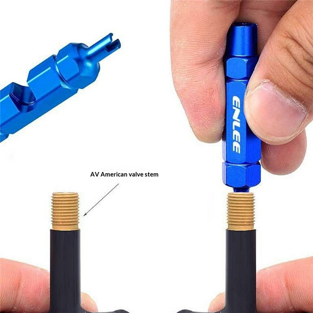 ENLEE E510 Bicycle Tire Valve Core Wrench Tool for FV / AV Valves Aluminum Alloy Portable Maintenance Tool