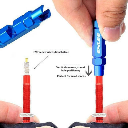 ENLEE E510 Bicycle Tire Valve Core Wrench Tool for FV / AV Valves Aluminum Alloy Portable Maintenance Tool