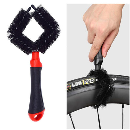 Bicycle Wheel Cleaner Brush Diamond Shape Dual Head Tire Chain Cassette Cleaning Tool 5cm Brush Head