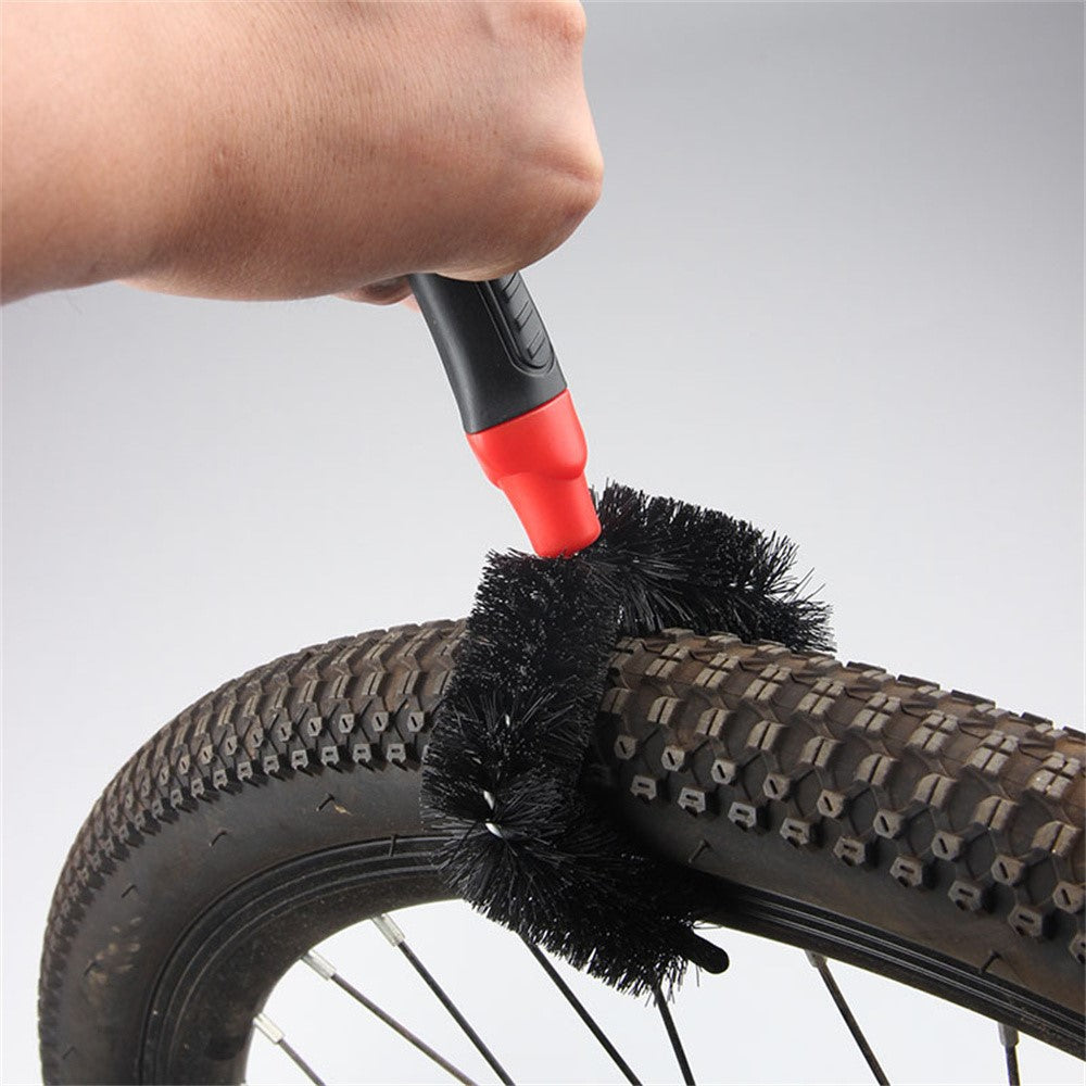 Bicycle Wheel Cleaner Brush Diamond Shape Dual Head Tire Chain Cassette Cleaning Tool 5cm Brush Head
