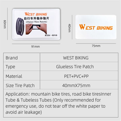 WEST BIKING YP0719322 3Pcs Glueless Tire Patch Kit Bike Patch Repair Tool