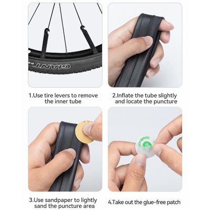 ROCKBROS 6Pcs Bicycle Inner Tire Patch Repair Kit No-glue Adhesive Quick Dry Repair Tool Set