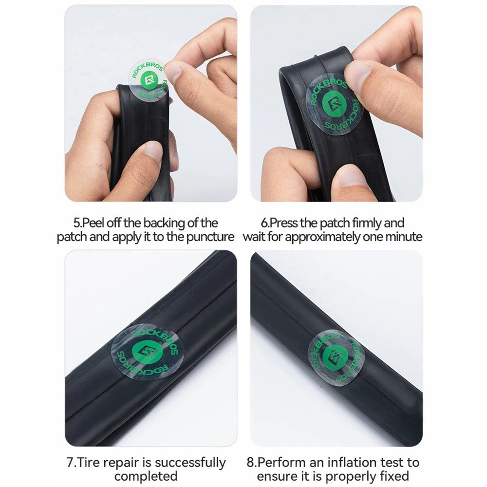 ROCKBROS 6Pcs Bicycle Inner Tire Patch Repair Kit No-glue Adhesive Quick Dry Repair Tool Set
