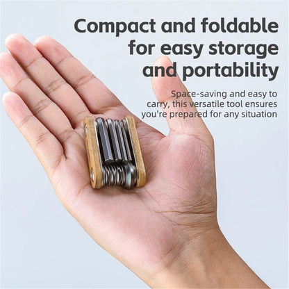 ROCKBROS Bike Multitool Bike Tool Kit 8 in 1 Steel Wood Bicycle Tool Survival Gear