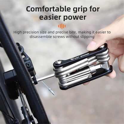 WEST BIKING YP0719349 Multifunction CRV Steel Bicycle Repair Tool CO2 Air Nozzle Screwdriver Wrench Kit