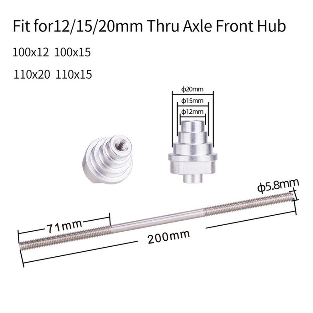 ZTTO Bike Truing Stand Thru Axle Adapter 12 / 15 / 20mm Bicycle Thru Axle Front Hub Steel Fixing Bar