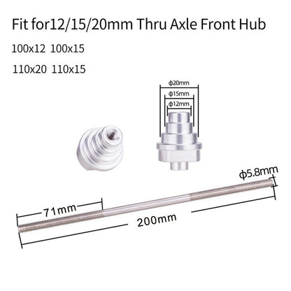 ZTTO Bike Truing Stand Thru Axle Adapter 12 / 15 / 20mm Bicycle Thru Axle Front Hub Steel Fixing Bar