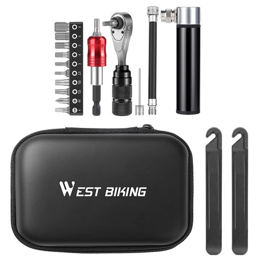 WEST BIKING YP0719355 Aluminum Alloy Ratchet Wrench Screwdriver Bit Repair Tool Kit (Advanced Version)