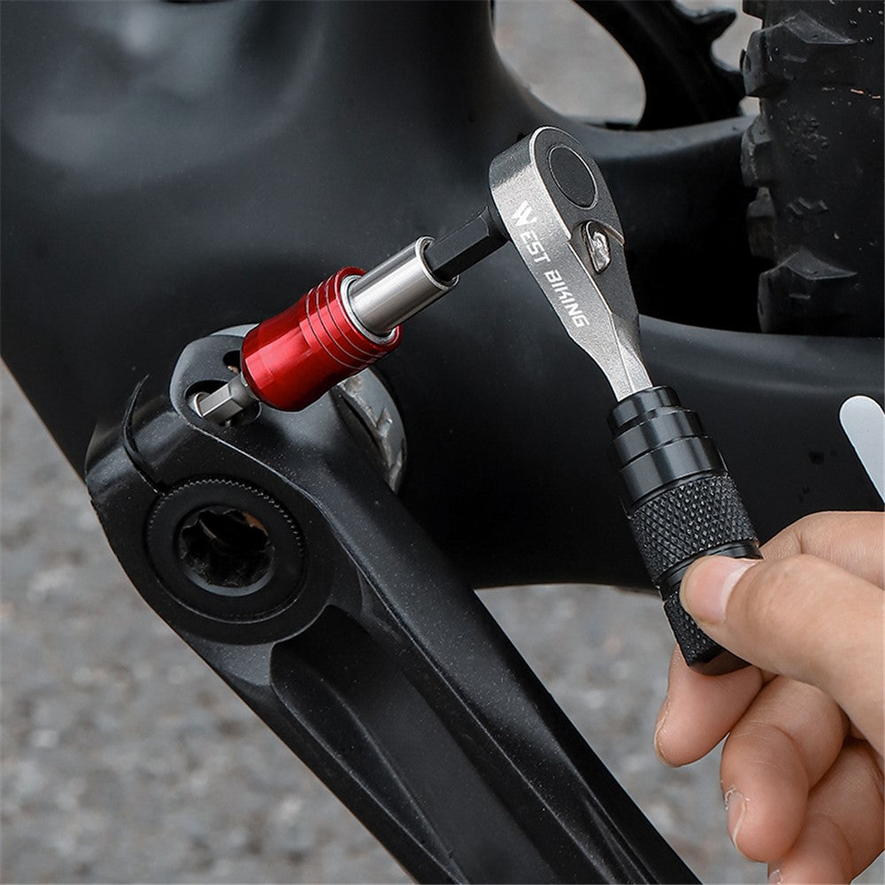 WEST BIKING YP0719355 Aluminum Alloy Ratchet Wrench Screwdriver Bit Repair Tool Kit (Advanced Version)