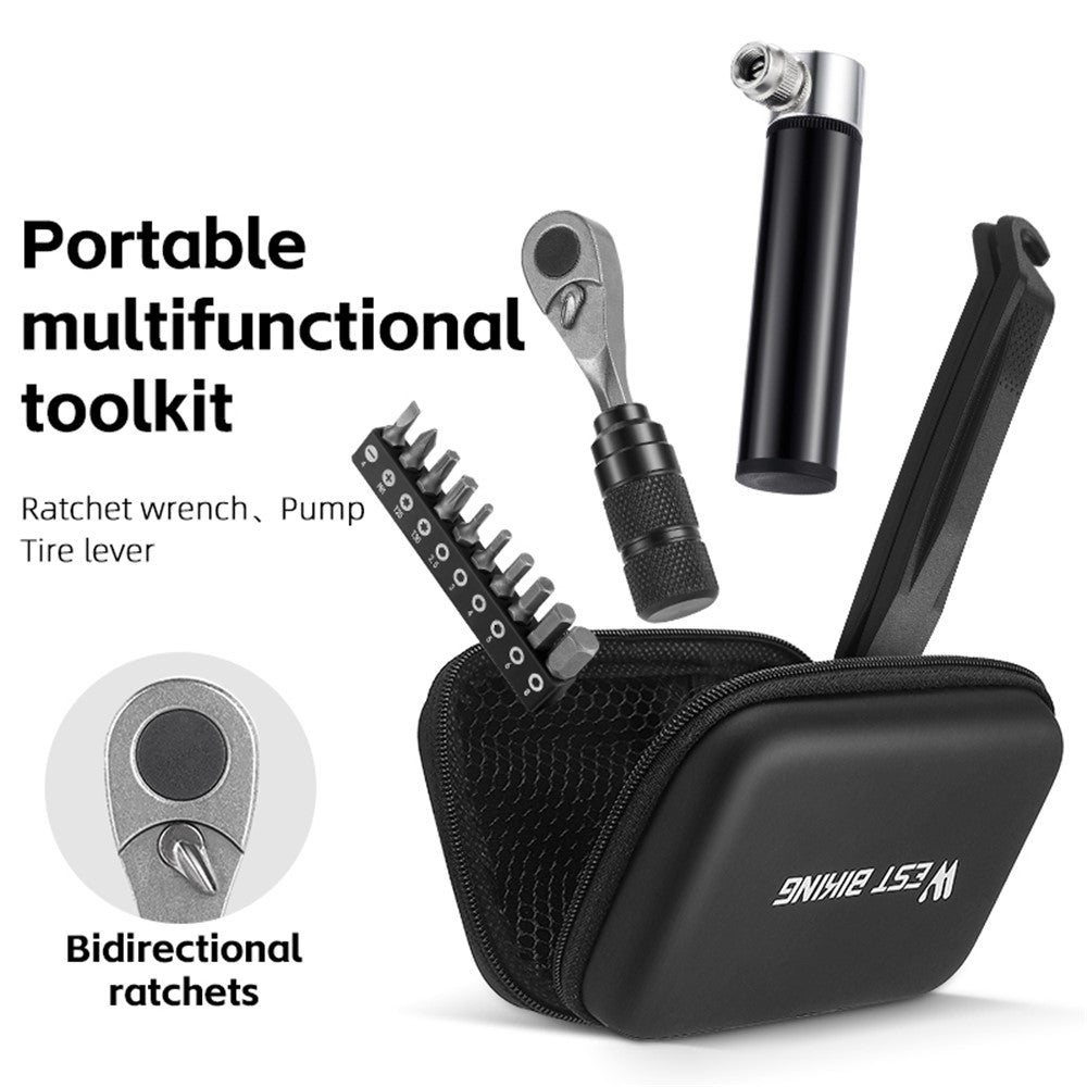 WEST BIKING YP0719355 Aluminum Alloy Ratchet Wrench Screwdriver Bit Repair Tool Kit (Advanced Version)