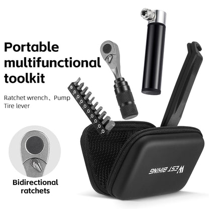 WEST BIKING YP0719355 Aluminum Alloy Ratchet Wrench Screwdriver Bit Repair Tool Kit (Advanced Version)