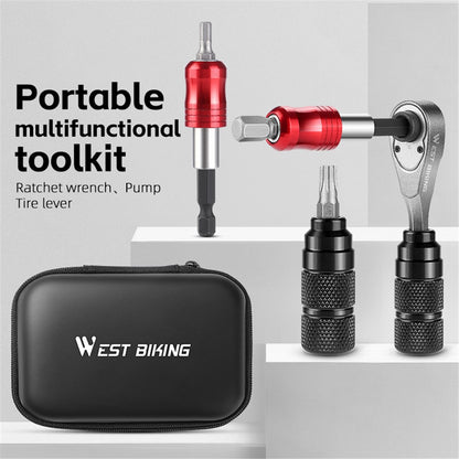 WEST BIKING YP0719355 Aluminum Alloy Ratchet Wrench Screwdriver Bit Repair Tool Kit (Advanced Version)