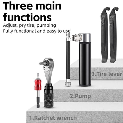 WEST BIKING YP0719355 Aluminum Alloy Ratchet Wrench Screwdriver Bit Repair Tool Kit (Advanced Version)