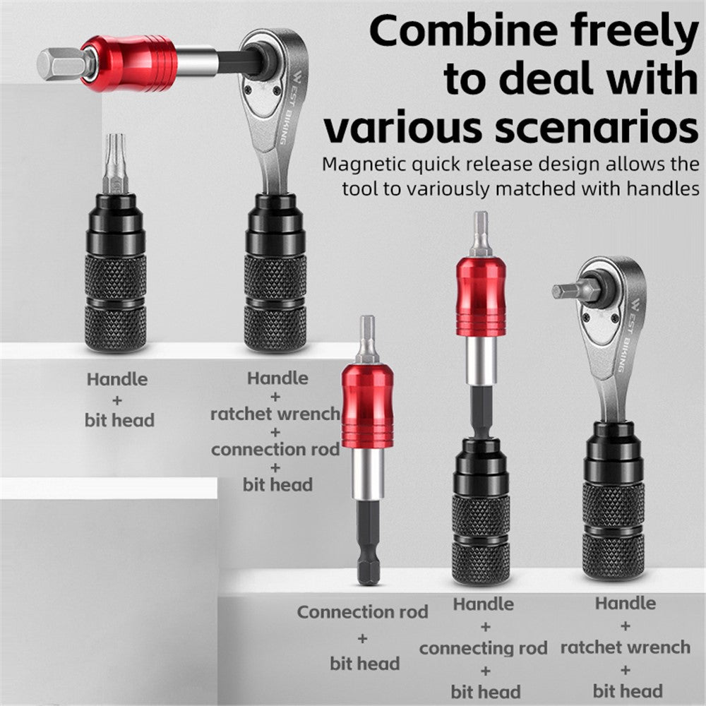 WEST BIKING YP0719355 Aluminum Alloy Ratchet Wrench Screwdriver Bit Repair Tool Kit (Advanced Version)