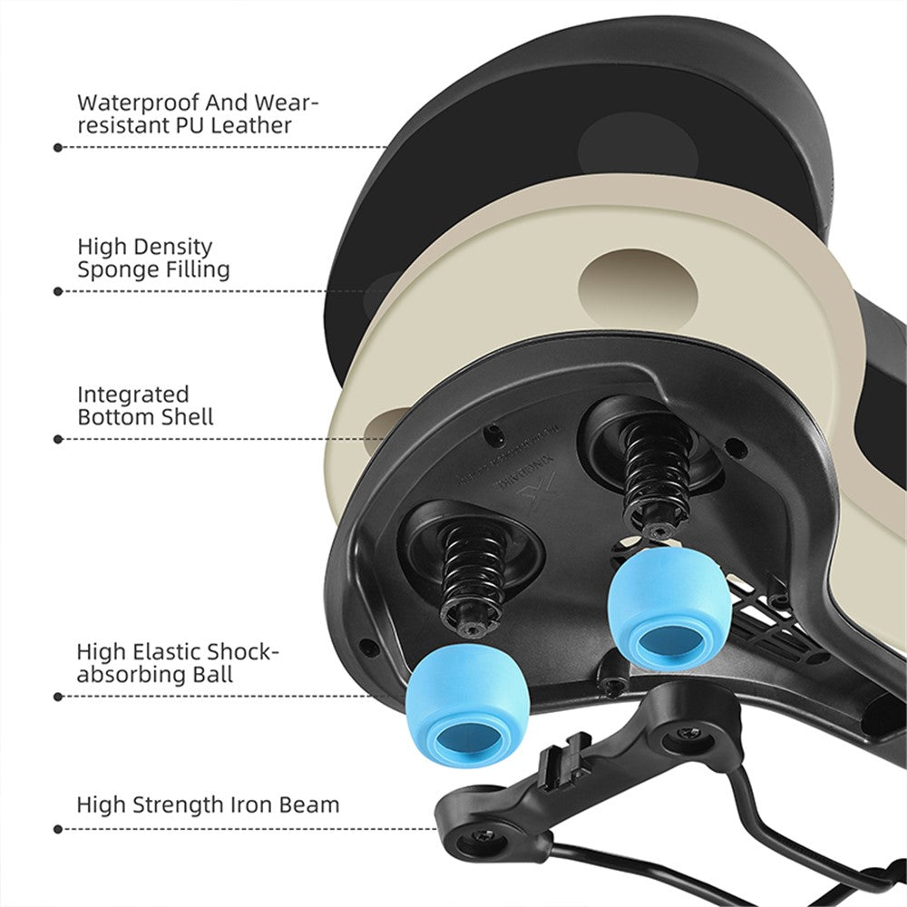 WEST BIKING YP0801208-209 Leather+Sponge Bike Saddle Hollow Breathable Bicycle Seat Cushion