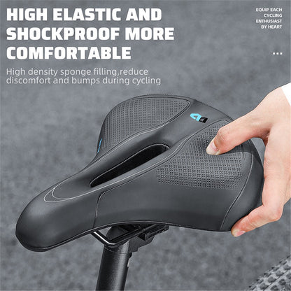 WEST BIKING YP0801208-209 Leather+Sponge Bike Saddle Hollow Breathable Bicycle Seat Cushion
