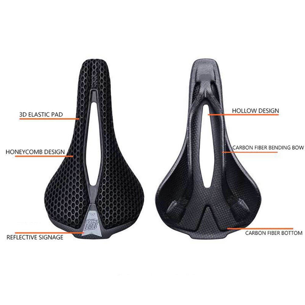 ENLEE 3D Printing Bike Cycling Saddle Carbon Fiber Honeycomb Design Breathable Bicycle Seat, 250x140x17mm