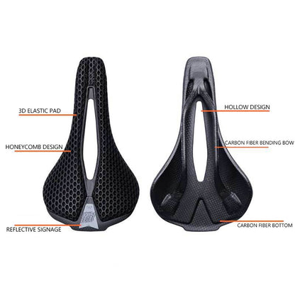 ENLEE 3D Printing Bike Cycling Saddle Carbon Fiber Honeycomb Design Breathable Bicycle Seat, 250x140x17mm