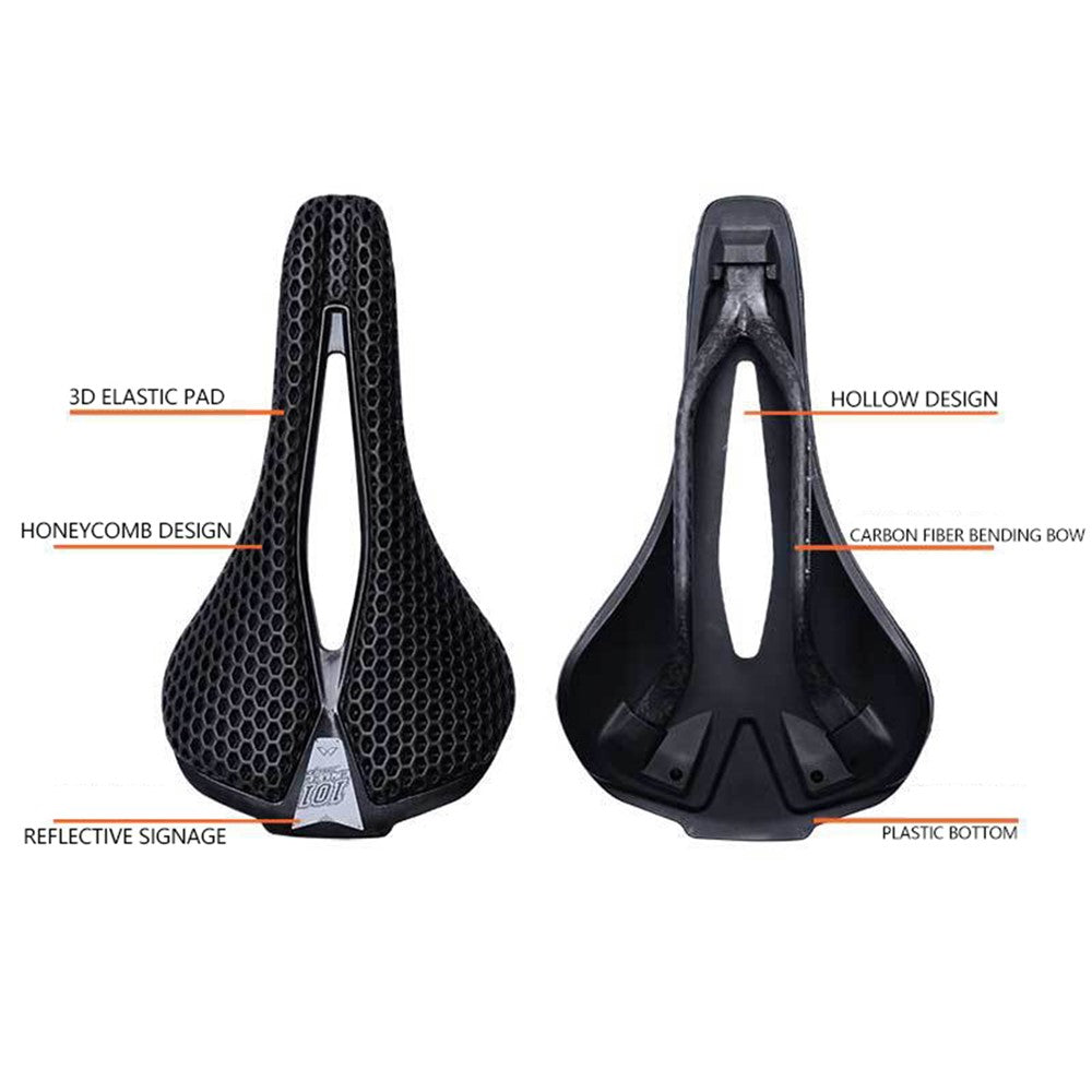 ENLEE 250x140x17mm 3D Printing Bike Saddle Carbon Fiber Breathable Honeycomb Bicycle Seat, Nylon Type