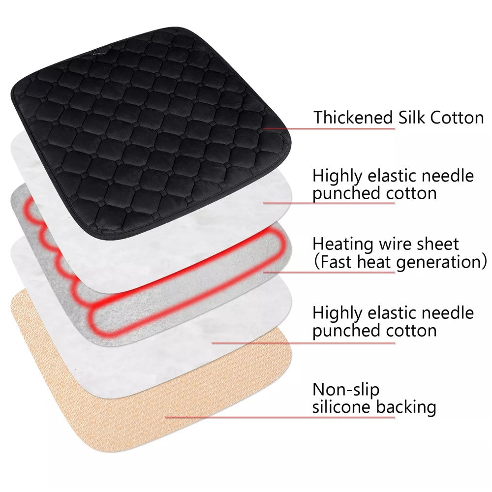 12V Mechanical Switch USB Electric Heating Car Seat Cushion Warm Winter Seat Heater Mat