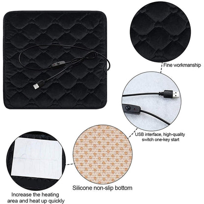 12V Mechanical Switch USB Electric Heating Car Seat Cushion Warm Winter Seat Heater Mat