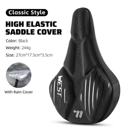 WEST BIKING YP0801223 Bike Saddle Cushion Shock-Absorbed Bicycle Seat Cover with Rain Cover