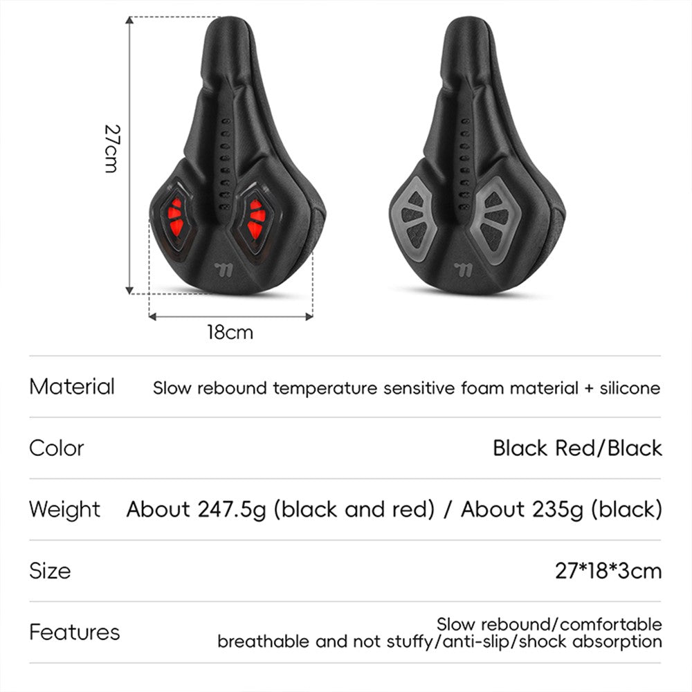 WEST BIKING YP0801222 Bike Saddle Cover Memory Foam + Silicone Breathable Bicycle Seat Cushion