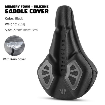 WEST BIKING YP0801221 Bike Saddle Cover Memory Foam + Silicone Breathable Bicycle Seat Cushion