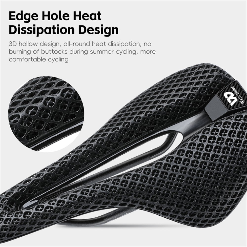 WEST BIKING YP0801226 3D Printing Women Cycling Bike Saddle Carbon Fiber Breathable Bicycle Seat