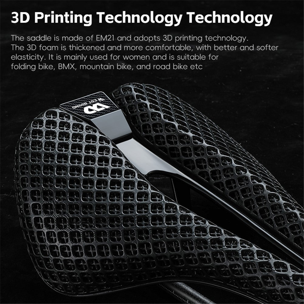 WEST BIKING YP0801226 3D Printing Women Cycling Bike Saddle Carbon Fiber Breathable Bicycle Seat