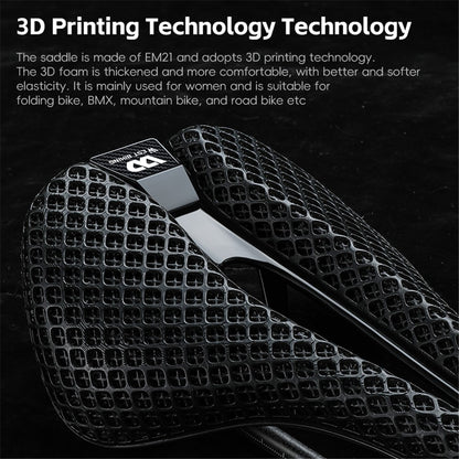 WEST BIKING YP0801226 3D Printing Women Cycling Bike Saddle Carbon Fiber Breathable Bicycle Seat